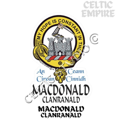 Macdonald (Family Clanranald) Family Clan Crest Decal | Custom Scottish Heritage Car & Laptop Stickers