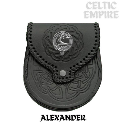 Alexander Scottish Family Clan Badge Sporran, Leather