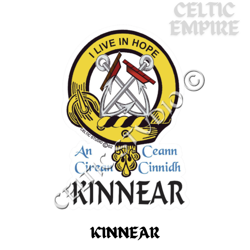Kinnear Family Clan Crest Decal | Custom Scottish Heritage Car & Laptop Stickers