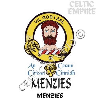 Menzies Family Clan Crest Decal | Custom Scottish Heritage Car & Laptop Stickers