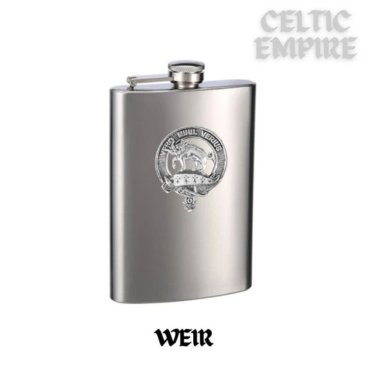 Weir 8oz Family Clan Crest Scottish Badge Stainless Steel Flask