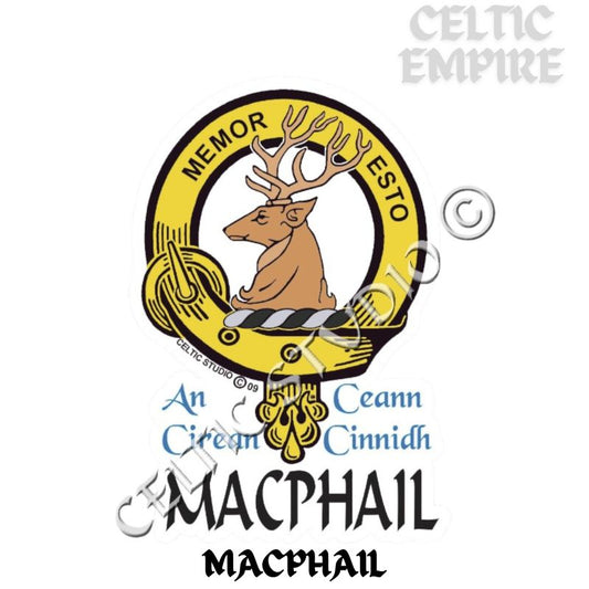 Macphail Family Clan Crest Decal | Custom Scottish Heritage Car & Laptop Stickers