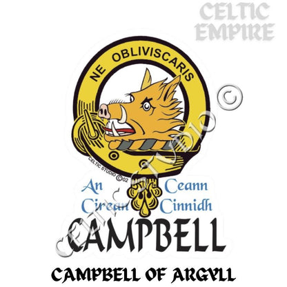 Campbell Family Clan Crest Decal | Custom Scottish Heritage Car & Laptop Stickers