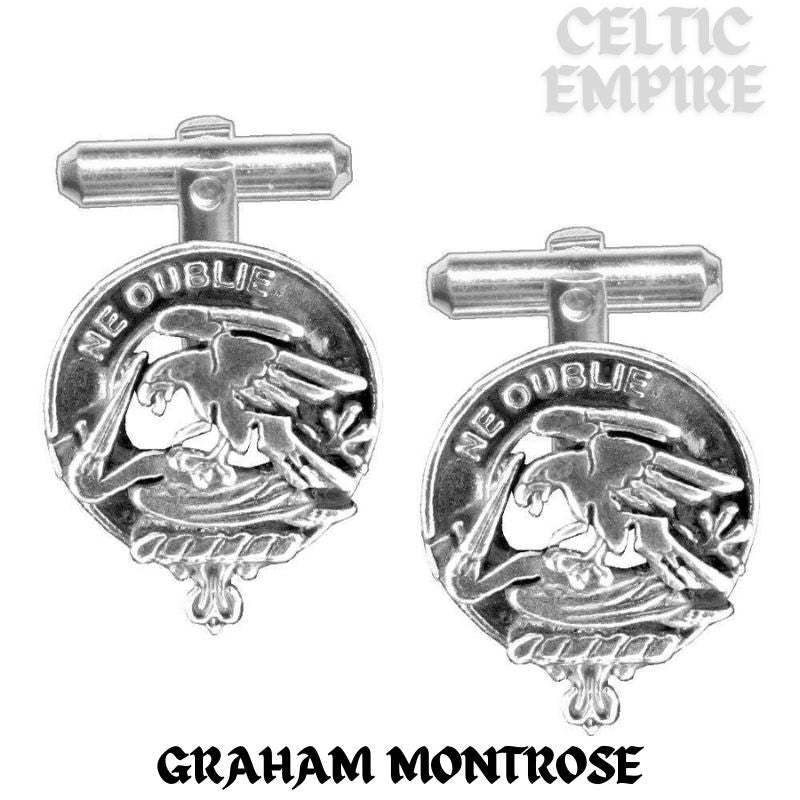 Graham (Montrose) Family Clan Crest Scottish Cufflinks; Pewter, Sterling Silver and Karat Gold