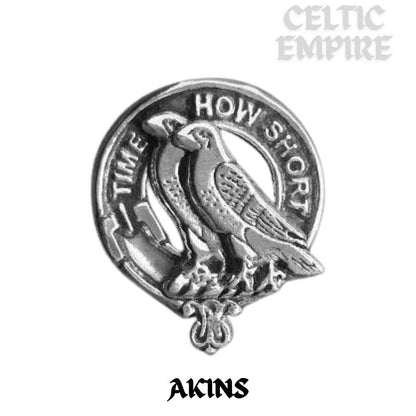 Akins Family Clan Crest  Black Pocket Watch