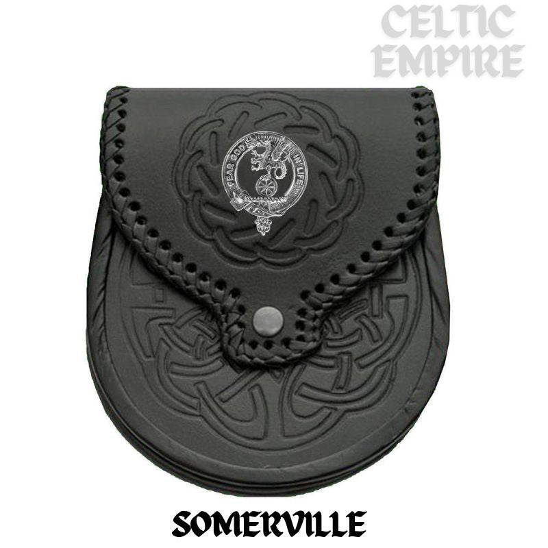 Somerville Scottish Family Clan Badge Sporran, Leather