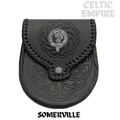 Somerville Scottish Family Clan Badge Sporran, Leather