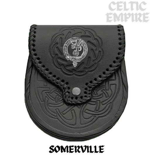 Somerville Scottish Family Clan Badge Sporran, Leather