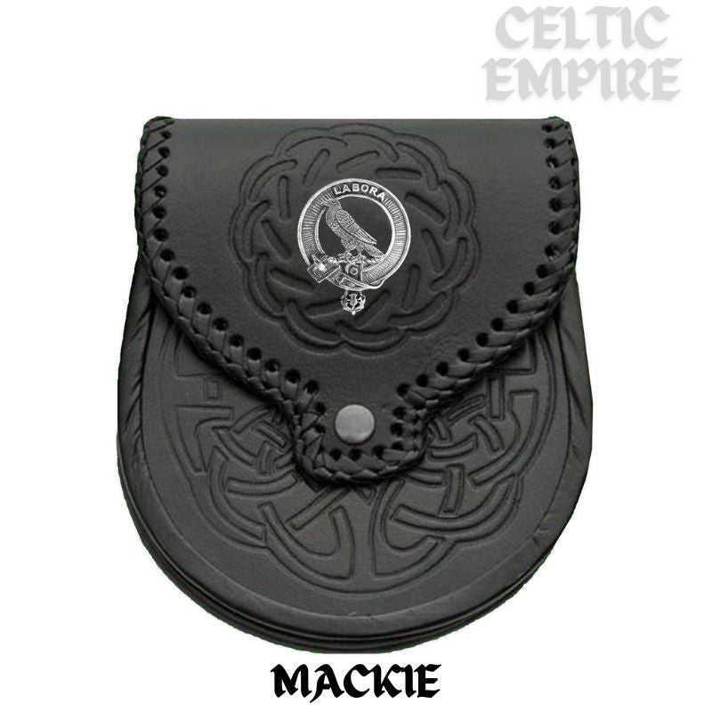 MacKie Scottish Family Clan Badge Sporran, Leather