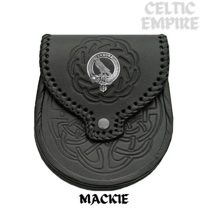 MacKie Scottish Family Clan Badge Sporran, Leather