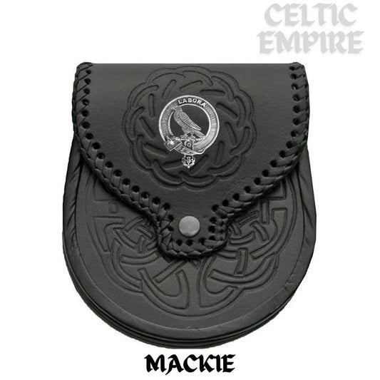 MacKie Scottish Family Clan Badge Sporran, Leather