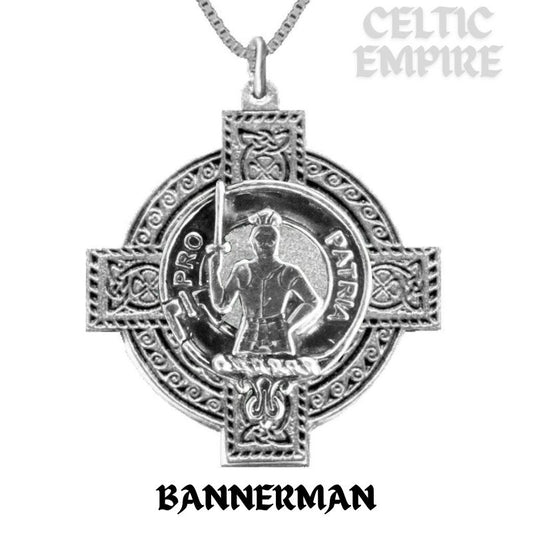 Bannerman Family Clan Crest Celtic Cross Pendant Scottish