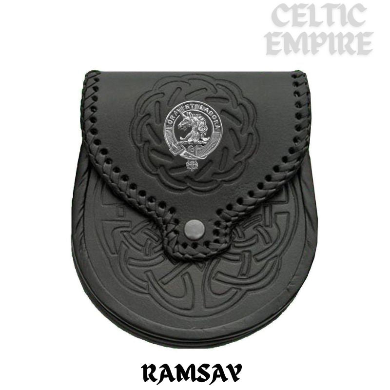 Ramsay Scottish Family Clan Badge Sporran, Leather