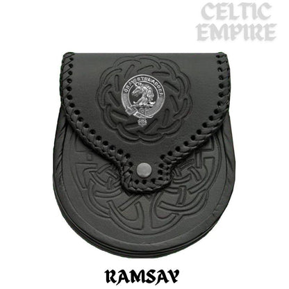 Ramsay Scottish Family Clan Badge Sporran, Leather