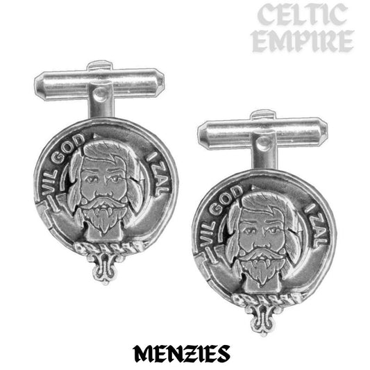 Menzies Family Clan Crest Scottish Cufflinks; Pewter, Sterling Silver and Karat Gold