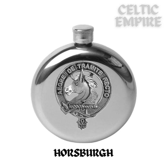 Horsburgh 5oz Round Family Clan Crest Scottish Badge Flask