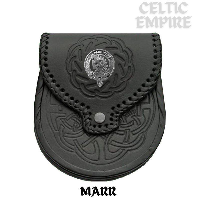 Marr Scottish Family Clan Badge Sporran, Leather