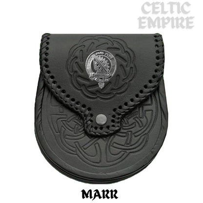 Marr Scottish Family Clan Badge Sporran, Leather
