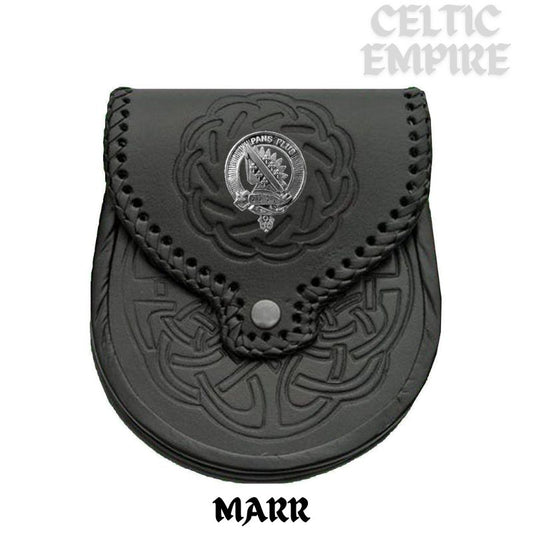 Marr Scottish Family Clan Badge Sporran, Leather
