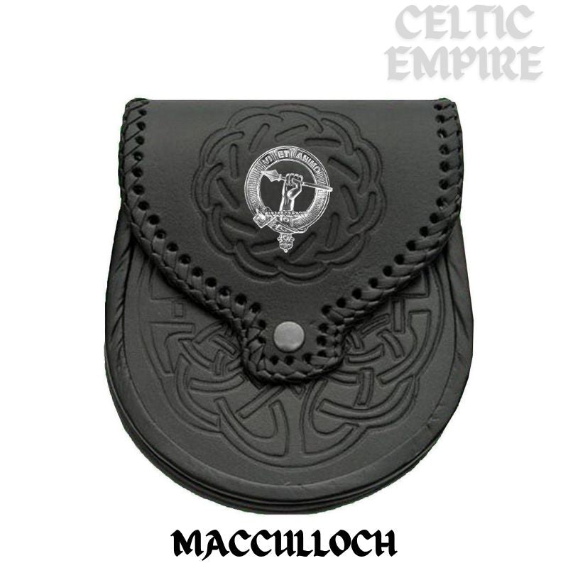 MacCulloch Scottish Family Clan Badge Sporran, Leather