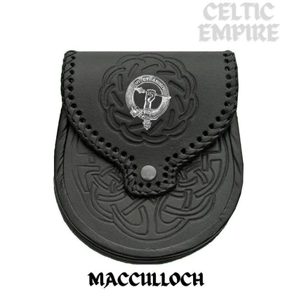 MacCulloch Scottish Family Clan Badge Sporran, Leather