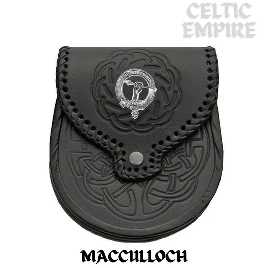 MacCulloch Scottish Family Clan Badge Sporran, Leather
