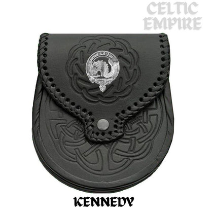 Kennedy Scottish Family Clan Badge Sporran, Leather