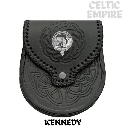 Kennedy Scottish Family Clan Badge Sporran, Leather