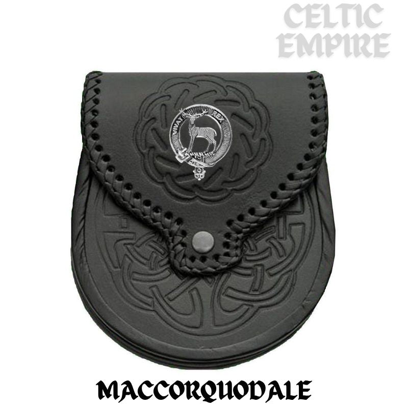 MacCorquodale Scottish Family Clan Badge Sporran, Leather