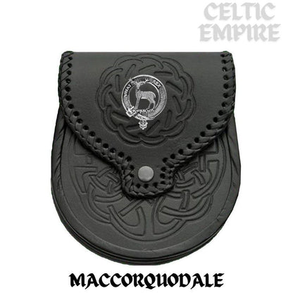 MacCorquodale Scottish Family Clan Badge Sporran, Leather