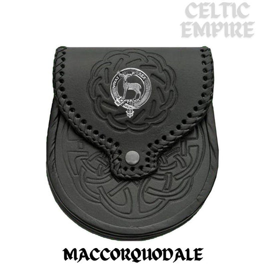MacCorquodale Scottish Family Clan Badge Sporran, Leather