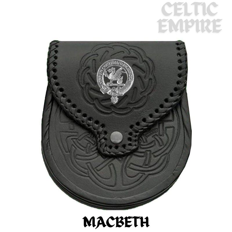 MacBeth Scottish Family Clan Badge Sporran, Leather