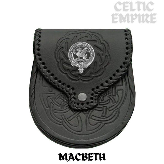 MacBeth Scottish Family Clan Badge Sporran, Leather