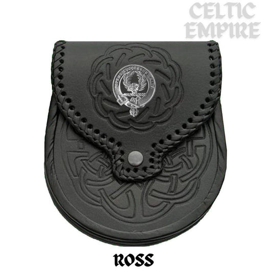 Ross Scottish Family Clan Badge Sporran, Leather