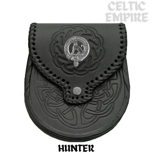 Hunter Scottish Family Clan Badge Sporran, Leather