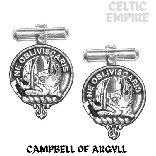 Campbell Argyll Family Clan Crest Scottish Cufflinks; Pewter, Sterling Silver and Karat Gold