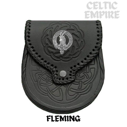 Fleming Scottish Family Clan Badge Sporran, Leather