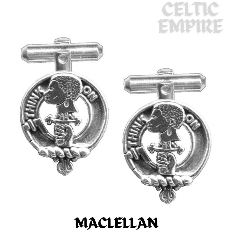 MacLellan Family Clan Crest Scottish Cufflinks; Pewter, Sterling Silver and Karat Gold