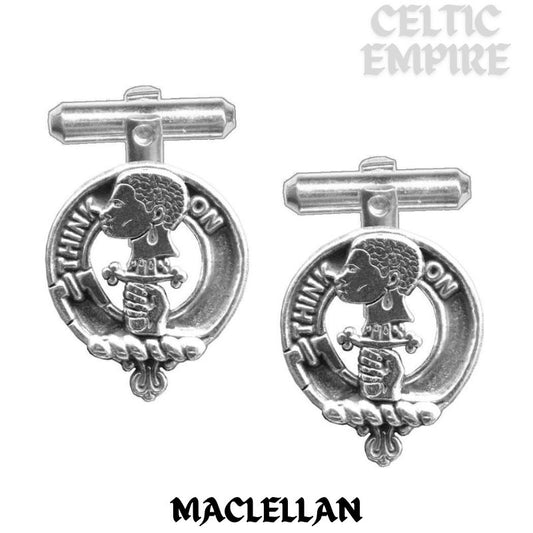 MacLellan Family Clan Crest Scottish Cufflinks; Pewter, Sterling Silver and Karat Gold