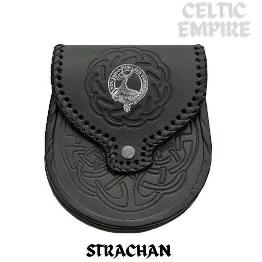 Strachan Scottish Family Clan Badge Sporran, Leather