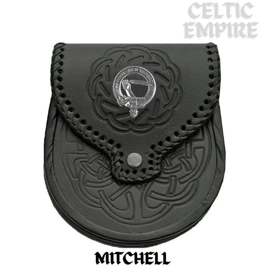 Mitchell Scottish Family Clan Badge Sporran, Leather