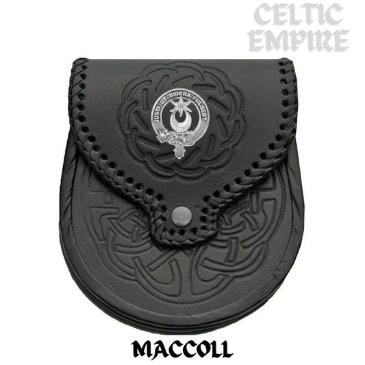 MacColl Scottish Family Clan Badge Sporran, Leather