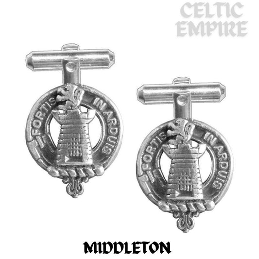 Middleton Family Clan Crest Scottish Cufflinks; Pewter, Sterling Silver and Karat Gold