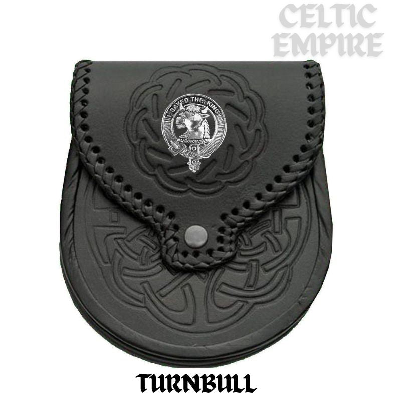 Turnbull Scottish Family Clan Badge Sporran, Leather