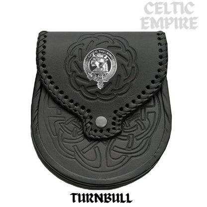 Turnbull Scottish Family Clan Badge Sporran, Leather