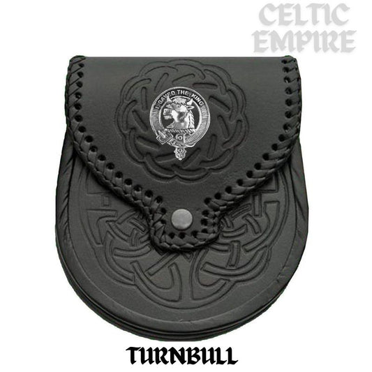 Turnbull Scottish Family Clan Badge Sporran, Leather