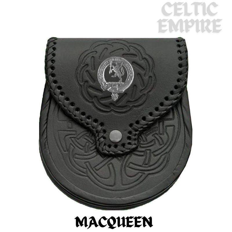 MacQueen Scottish Family Clan Badge Sporran, Leather
