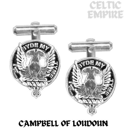 Campbell Loudoun Family Clan Crest Scottish Cufflinks; Pewter, Sterling Silver and Karat Gold