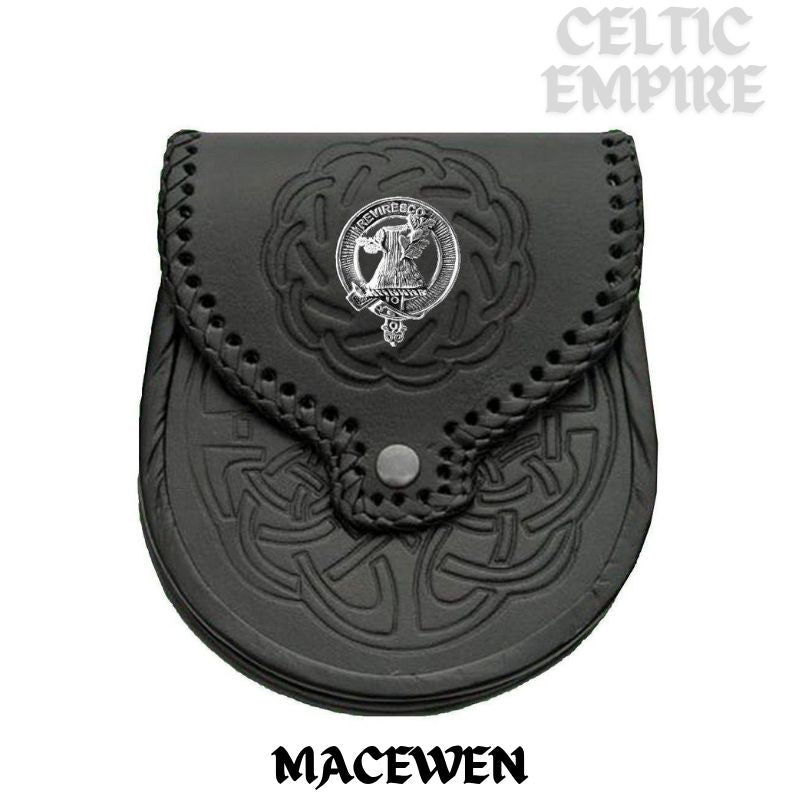 MacEwan Scottish Family Clan Badge Sporran, Leather