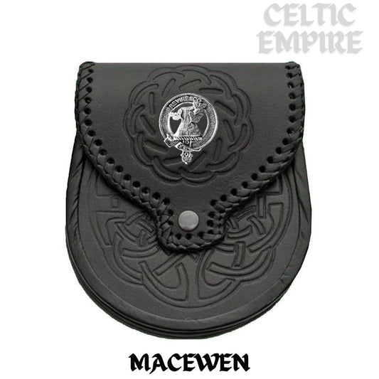 MacEwan Scottish Family Clan Badge Sporran, Leather